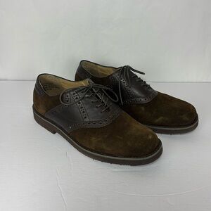NUNN BUSH Men's Brown Leather & Suede Saddle, Derby, Oxford Shoes Size 9 Wide